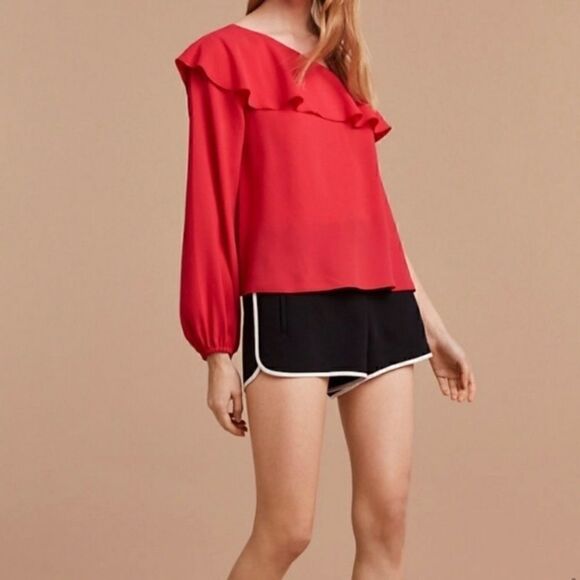 Aritizia Allaire Ruffle One Shoulder Blouse Top - Picture 2 of 7